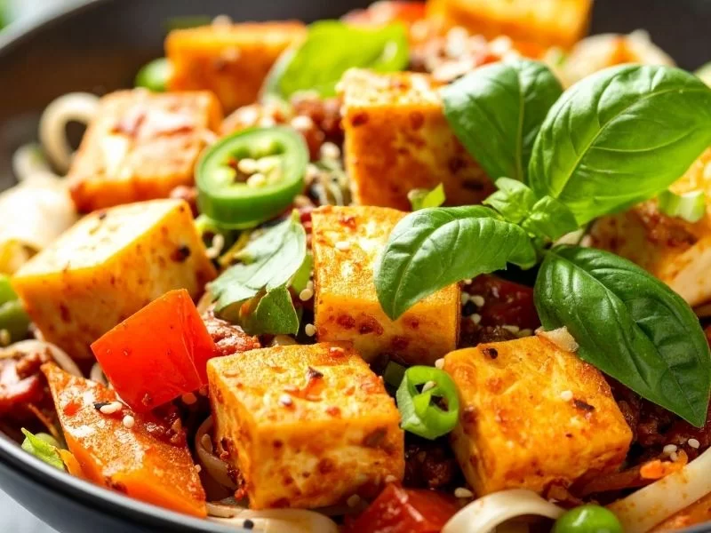 wok tofu con verduras